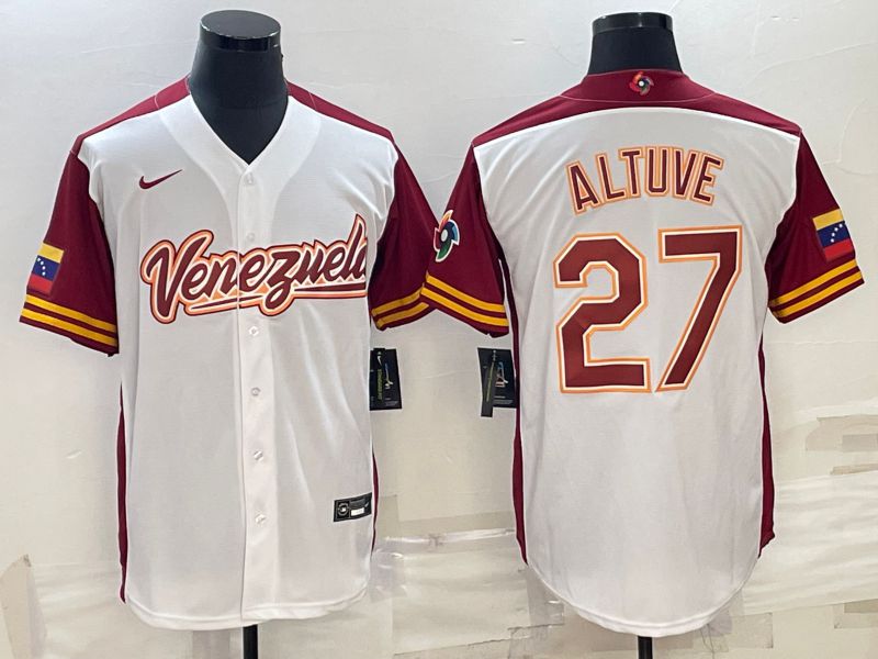 Men 2023 World Cub Venezuela #27 Altuve White Nike MLB Jersey8->more jerseys->MLB Jersey